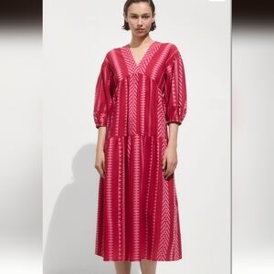 Mango Geometric print midi dress Medium